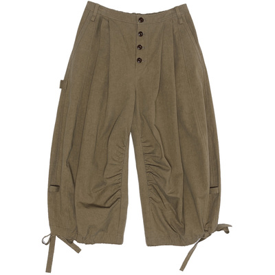 fafamoon设计师品牌 2025夏季新品工装感抽绳八分裤女宽松舒适