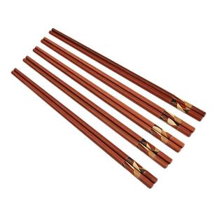 天然原木 红檀木筷子家用实木5-10双装防霉中式无蜡长木块子 红木