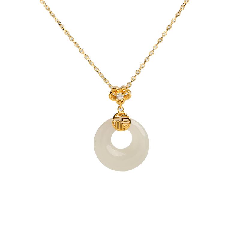 宫里上新平安扣项链女天然和田玉吊坠冬季饰品国风生日礼物送妈妈