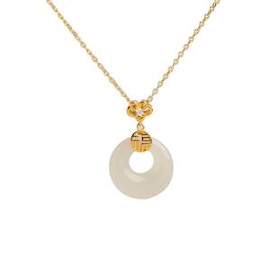 宫里上新平安扣项链女士天然正品和田白玉吊坠新中式国风生日礼物