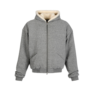 SAINT MASTER超重磅羊毛混纺拉链连帽夹克卫衣日常秋冬新款棉服