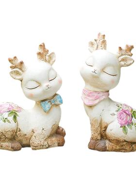 可爱小鹿兄妹一对庭院落地摆件