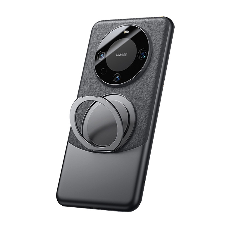 适用华为mate60pro/70pro+手机壳带支架360°旋转磁吸真皮支点Mete60/70优享版新款保护套全包防摔壳素皮por+