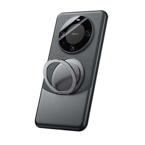 适用华为mate60pro/70pro+手机壳带支架360°旋转磁吸真皮支点Mete60/70优享版新款保护套全包防摔壳素皮por+