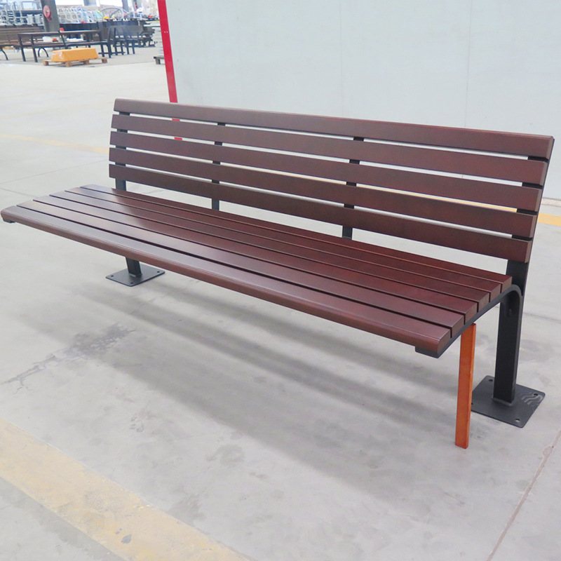 室外公园椅防腐木休闲座椅凳子实木公共户外长座椅庭院长椅金属