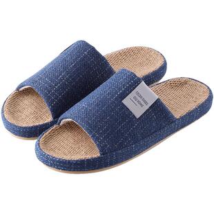 亚麻拖鞋男士夏季吸汗静音居家居室内防臭2025新款办公室布拖鞋男