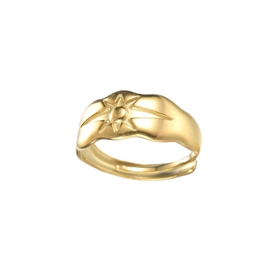 14k金星芒不规则戒指轻奢情侣