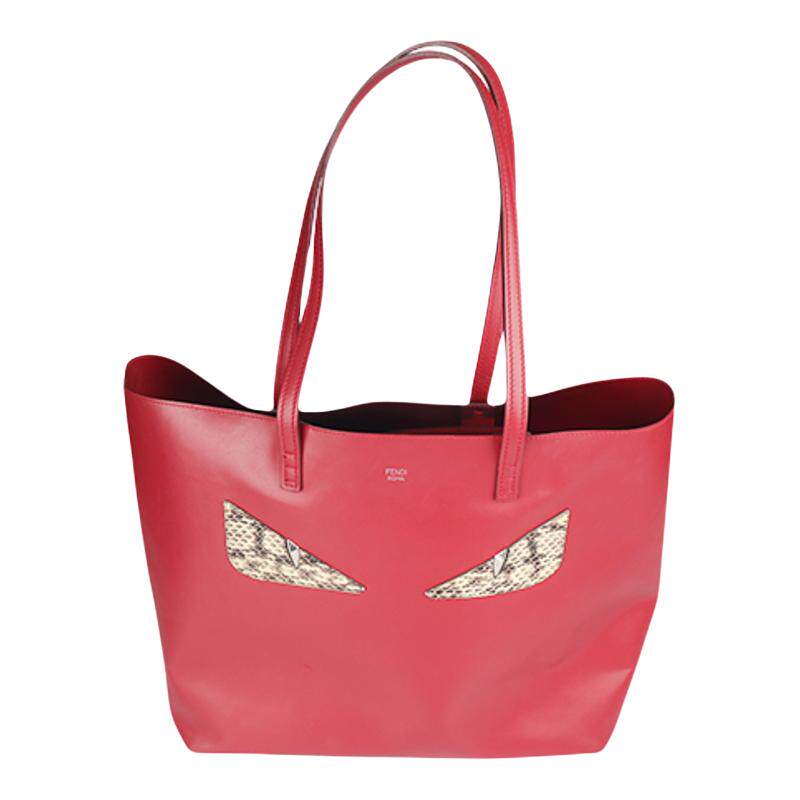 【自营】中古85新FENDI(芬迪)MONSTER EYES TOTE红色牛皮托特包