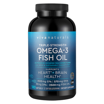 Viva深海鱼油软胶囊180粒DPA美国进口Viva Naturals高浓度omega3