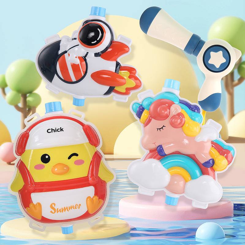 儿童卡通背包水枪玩具夏季批发抽沙滩水枪戏水式拉呲水枪新款玩具