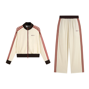 ATRY美式运动套装女2025秋冬新款丝绒夹克外套休闲裤两件套情侣装