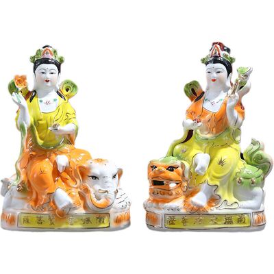 陶瓷文殊菩萨家居客厅摆件