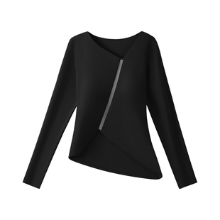 MIMI FANTASY原创设计不对称镂空打底衫女2025秋冬显瘦性感上衣