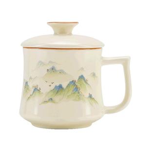 高档陶瓷办公杯大容量泡茶杯水杯马克杯个人专用杯子年会伴手礼品