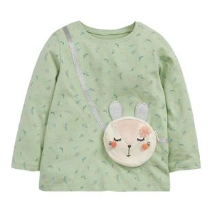 现货英国NEXT童装春秋女童女宝红色条纹小猪佩奇挎包长袖T恤上衣