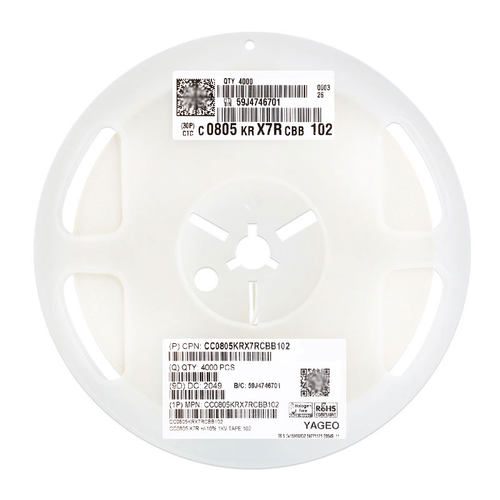 原装 0805贴片电容 1nF(102) ±10% 1KV X7R CC0805KRX7RCBB102