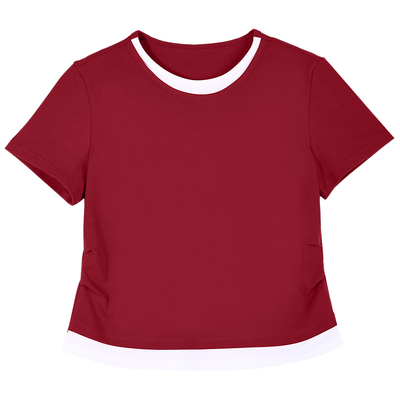 正肩短袖t恤女高端上衣修身半袖