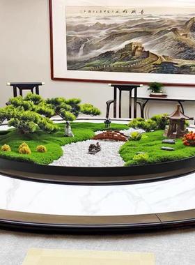 大圆桌中间转盘摆花酒店餐桌摆件桌花中式圆形创意桌芯装饰品摆设