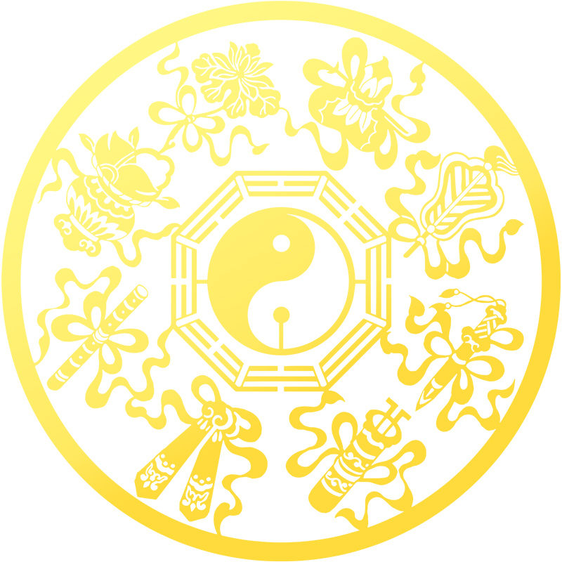 道家八宝暗八仙太极八卦手机贴纸护身符后壳金属贴金箔图案装饰贴