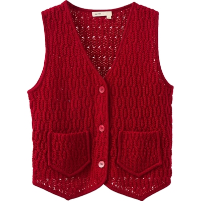 WHM气质慵懒轻盈粗针针织马甲