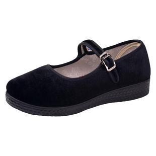 老北京布鞋女款老人黑布鞋宽松中老年舞蹈鞋软底防滑酒店工作单鞋