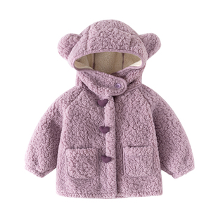 Banxidi女童外套冬装2025新款儿童摇粒绒冬季女宝宝连帽保暖上衣