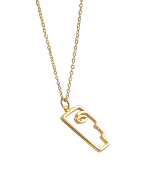 纯银抽象人脸项链女小众设计感高级秋冬毛衣链镀18K金色锁骨链