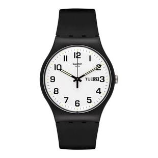 Swatch斯沃琪瑞士手表男女简约黑色初高中学生石英表考试新年礼物