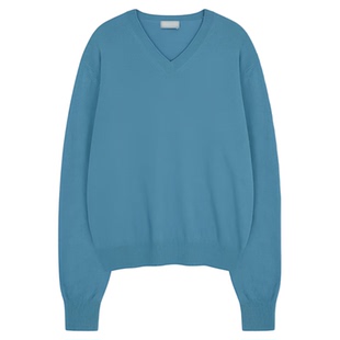 秒发!美娜家V领针织衫早春新款韩国lerobe纯色简约套头羊毛衣女