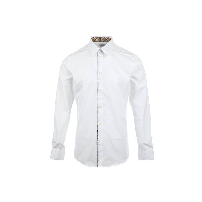 【自营】BURBERRY/博柏利26FW简约休闲格纹滚边棉男士长袖衬衫