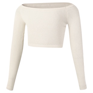 儿童舞蹈毛衣一字领白色外套女童芭蕾舞练功服秋冬长袖衫上衣短裤