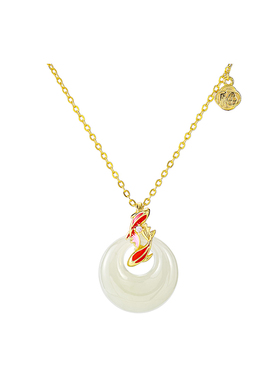 和田玉锦鲤平安扣吊坠女