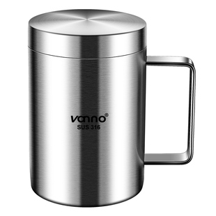vanno316不锈钢儿童水杯带盖家用马克杯耐摔防烫幼儿园专用小杯子