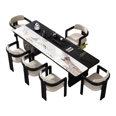 实木岩板茶桌椅办公室接待茶台