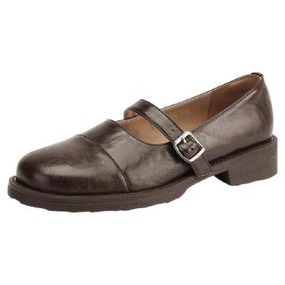 达芙妮软皮厚底乐福鞋玛丽珍单鞋