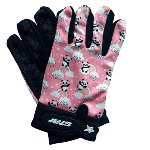 儿童手套五指防滑耐磨户外打球透气登山骑车春秋薄款防晒可爱熊猫