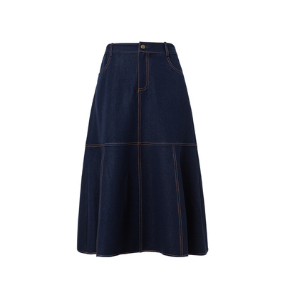 迪图优雅气质显瘦A字牛仔半裙