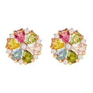 宫里上新碧玺耳钉女款纯银彩色宝石耳饰彩虹高级感生日礼物女生