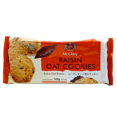 GPR马来西亚曲奇燕麦粗粮早餐谷物巧克力葡萄干饼干162g饱腹零食