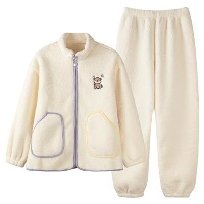 北羔绒睡衣女秋冬加厚加绒家居服