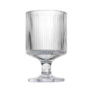 ins欧式高颜值加厚竖条纹玻璃杯果汁杯甜品高脚杯红酒杯洋酒杯