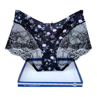 彩田内裤花仙子女蕾丝性感超薄冰丝21079中腰21078印花平脚夏抗菌