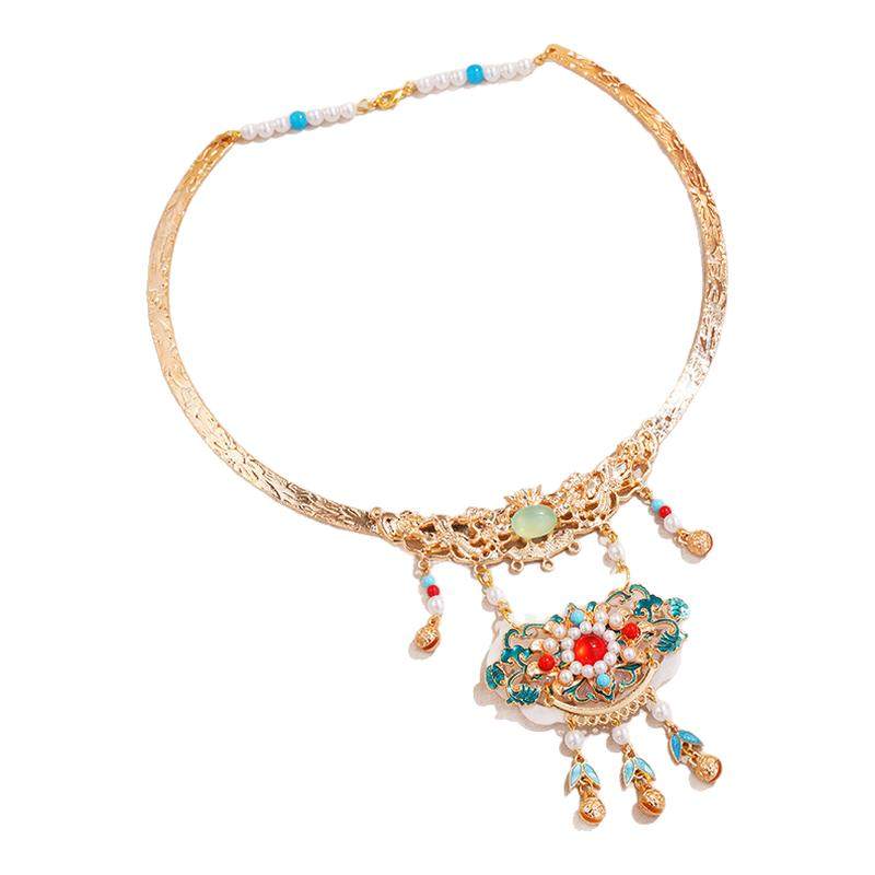 马面配饰原创璎珞流苏晚明国风平安汉服古风项圈明制中式项链饰品