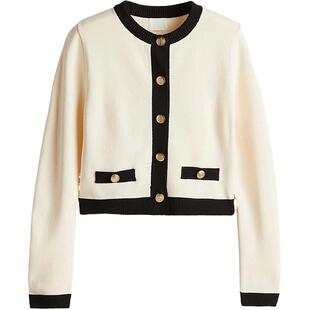 HM女装毛针织衫春季时尚小香风单排扣开衫打底衫1263494