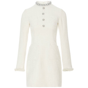 sincethen千金连衣裙小香风高级感白色裙子冬订婚礼服女秋冬穿搭