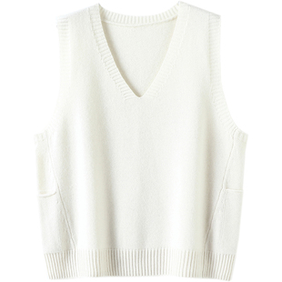 盲搭不出错！加厚V领侧口袋羊绒马甲背心纯羊绒毛衣针织坎肩宽松