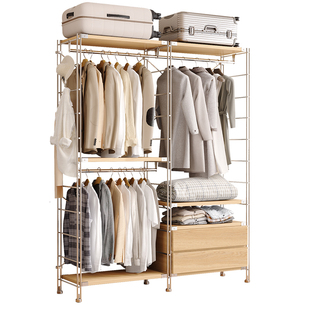 【包安装】开放式金属衣柜卧室落地钢制衣帽架日式衣帽间组装架子