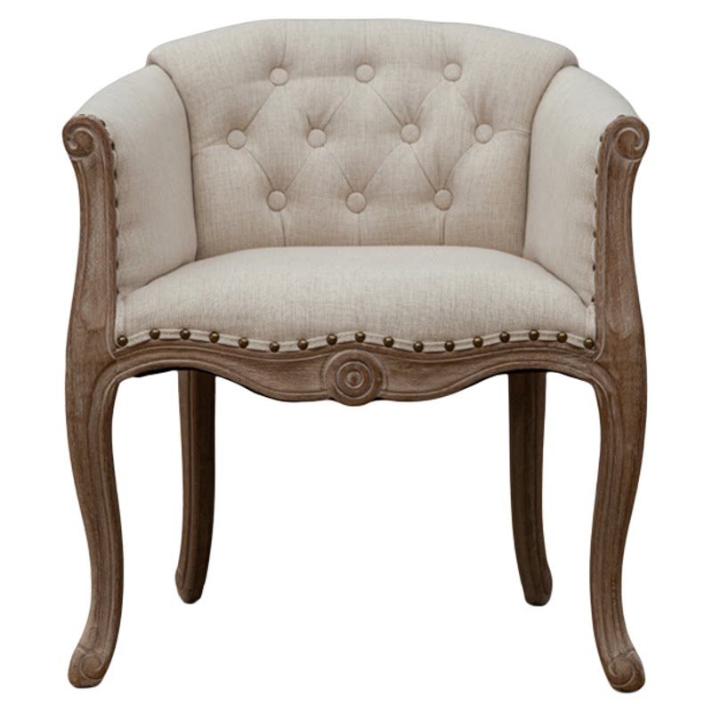 实木美式复古围椅布艺单人沙发椅