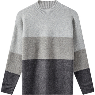 清仓 厚毛衣男羊毛衫条纹半中高圆领韩版潮打底针织衫男士羊绒衫