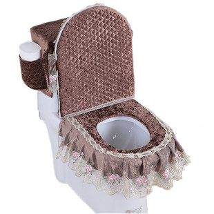 新款金丝绒马桶套三件套双面坐便套马桶垫马桶座圈垫U型卫浴家用